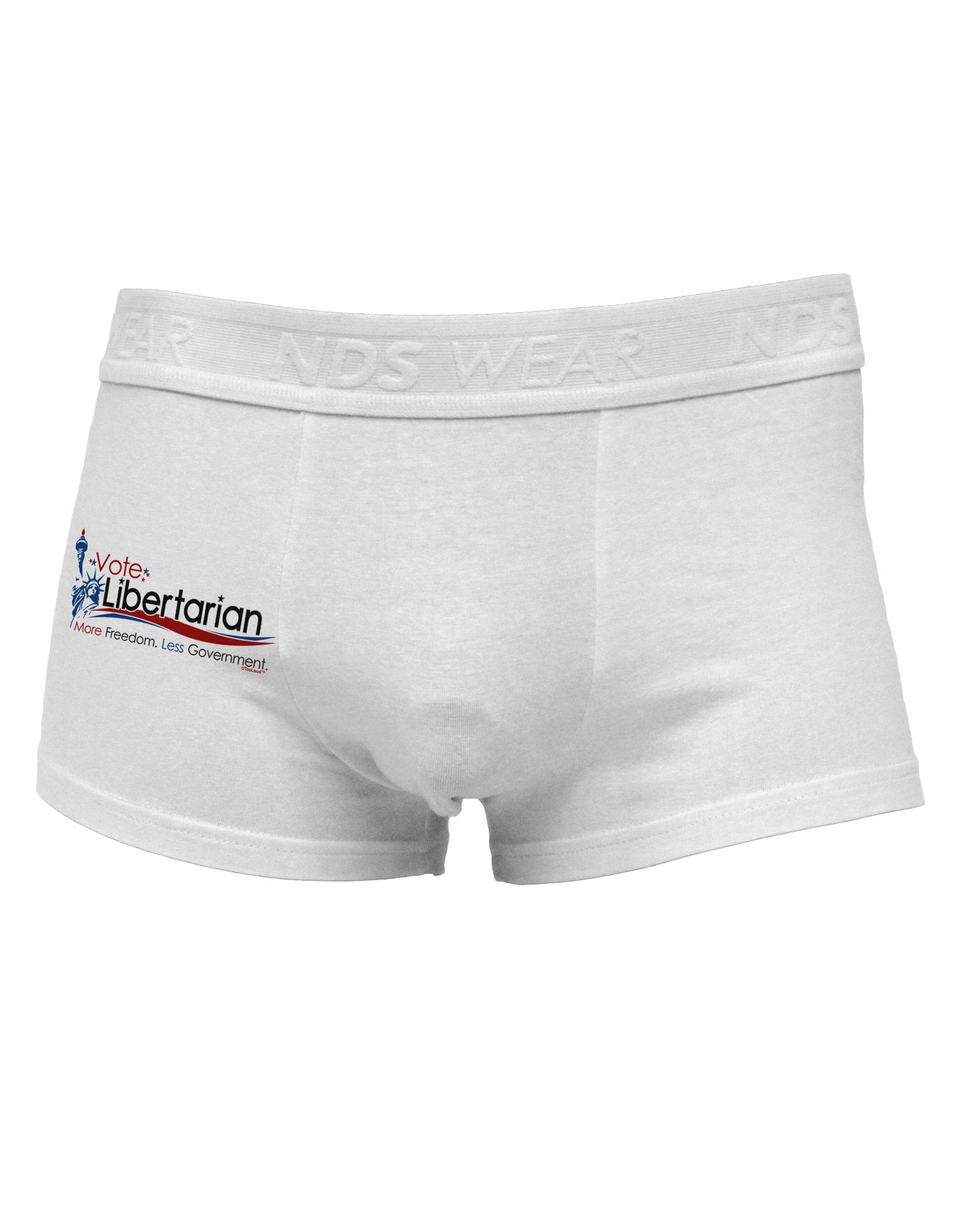 Libertarian Slogan Side Printed Mens Trunk Underwear-Mens Trunk Underwear-NDS Wear-White-Small-Davson Sales