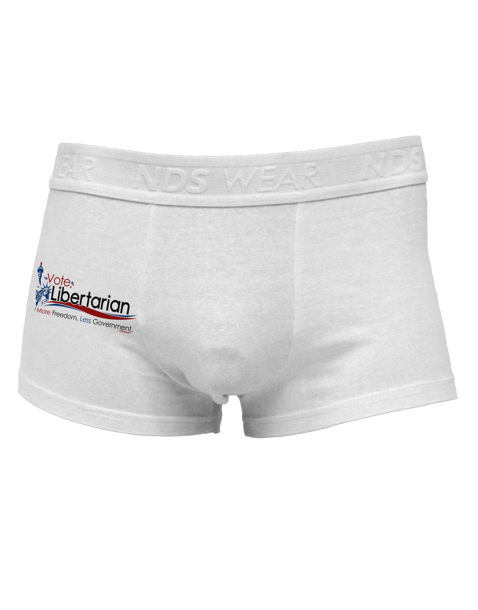 Libertarian Slogan Side Printed Mens Trunk Underwear-Mens Trunk Underwear-NDS Wear-White-Small-Davson Sales