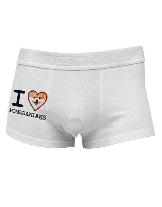 I Love Heart Pomeranians Side Printed Mens Trunk Underwear-Mens Trunk Underwear-NDS Wear-White-Small-Davson Sales