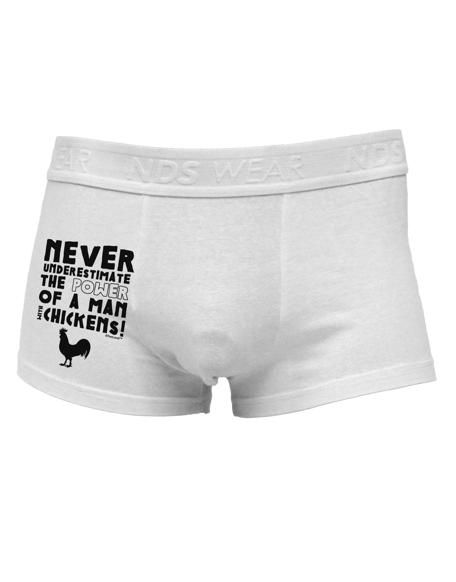A Man With Chickens Side Printed Mens Trunk Underwear-Mens Trunk Underwear-NDS Wear-White-Small-Davson Sales