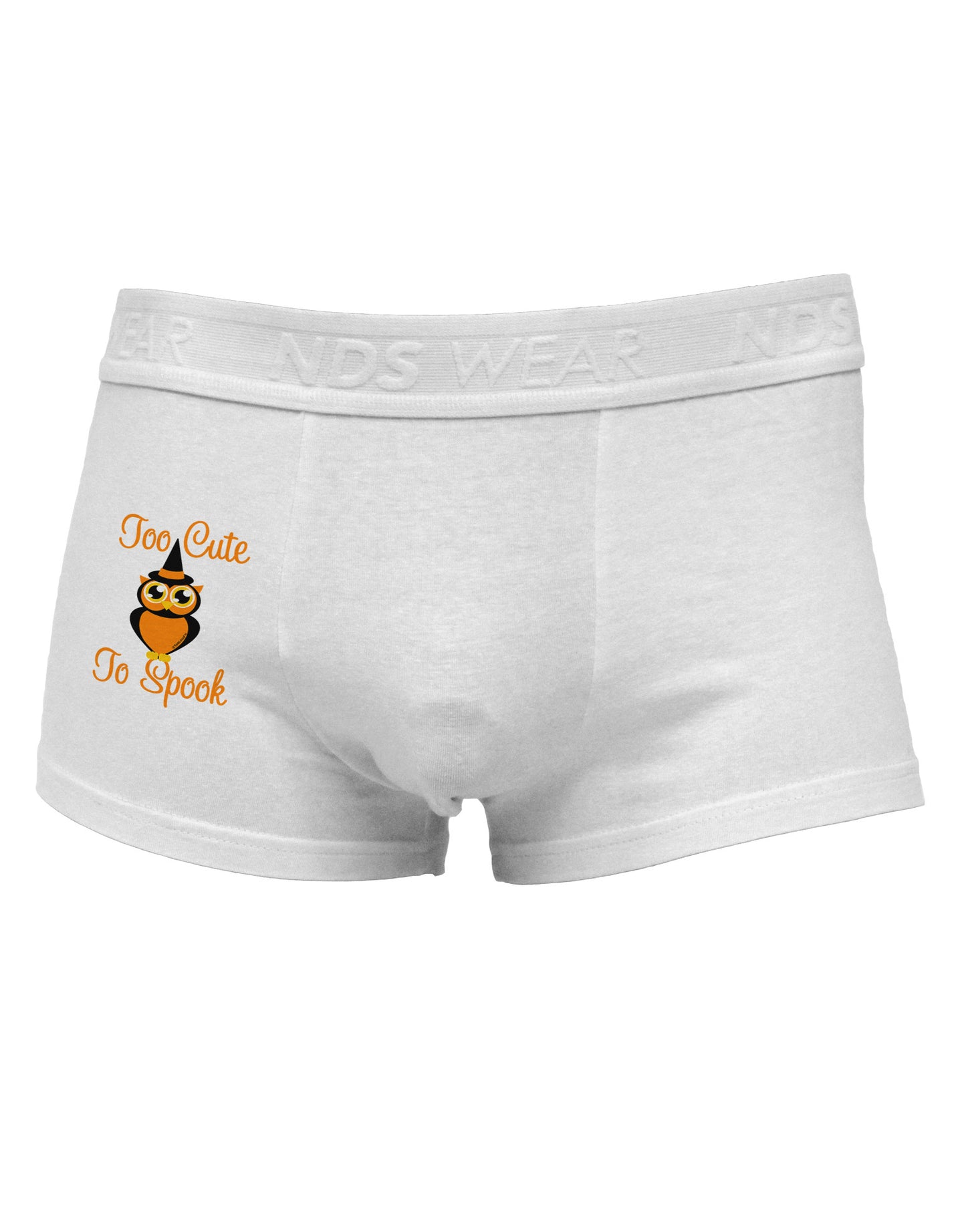 Owl Too Cute Orange Side Printed Mens Trunk Underwear-Mens Trunk Underwear-NDS Wear-White-Small-Davson Sales