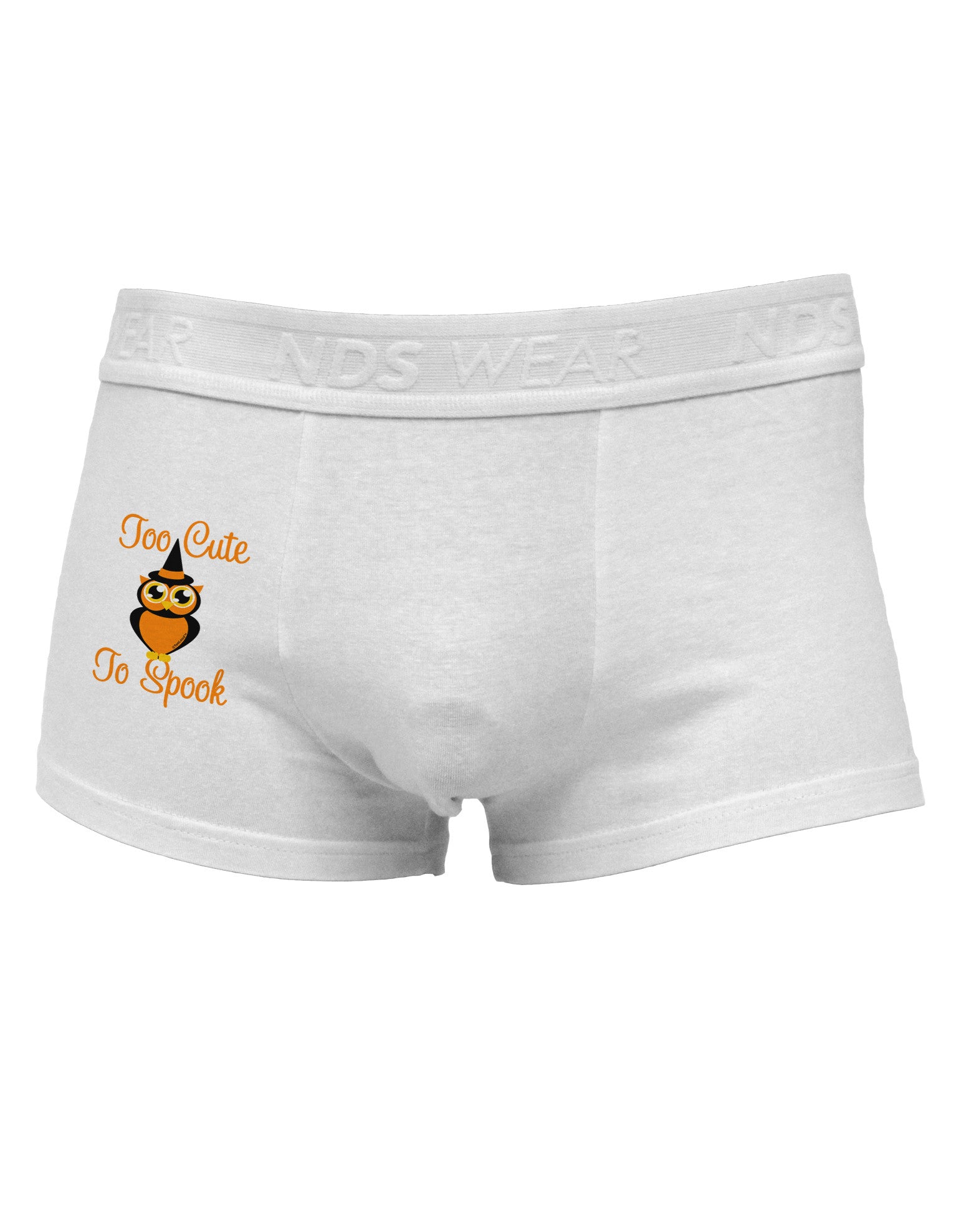 Owl Too Cute Orange Side Printed Mens Trunk Underwear-Mens Trunk Underwear-NDS Wear-White-Small-Davson Sales
