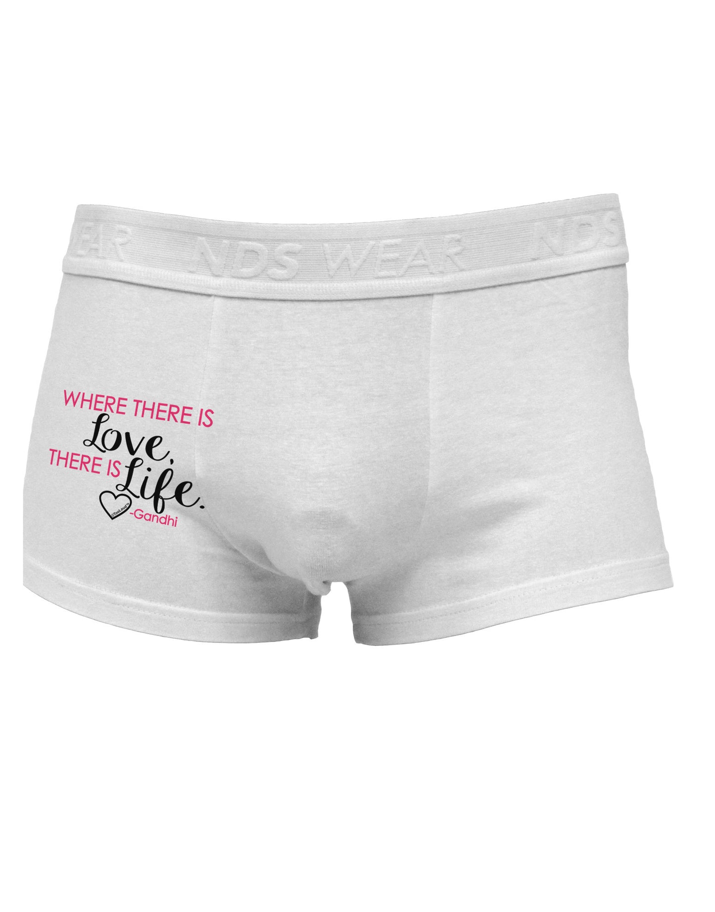 Where There Is Love Gandhi Side Printed Mens Trunk Underwear-Mens Trunk Underwear-NDS Wear-White-Small-Davson Sales