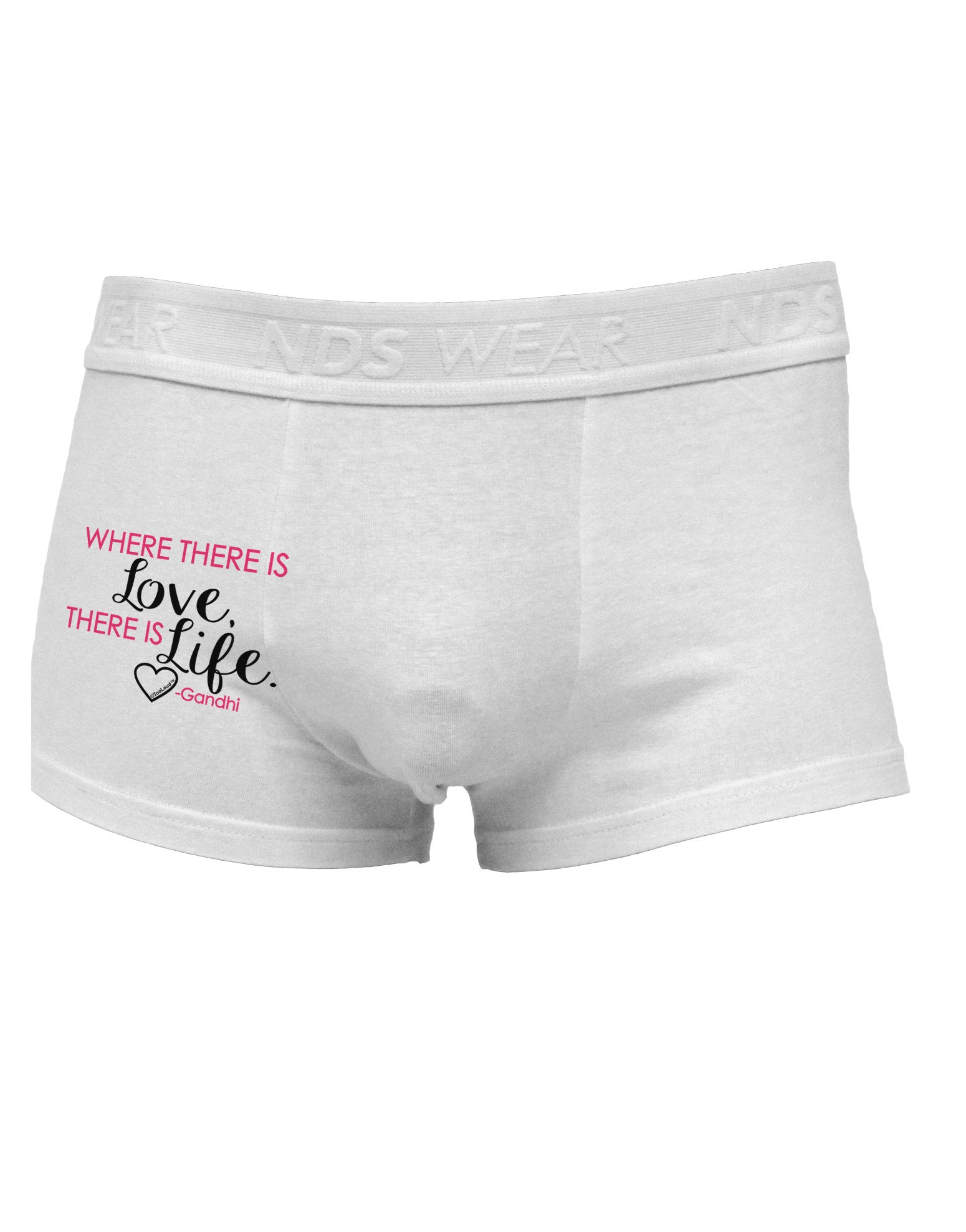 Where There Is Love Gandhi Side Printed Mens Trunk Underwear-Mens Trunk Underwear-NDS Wear-White-Small-Davson Sales