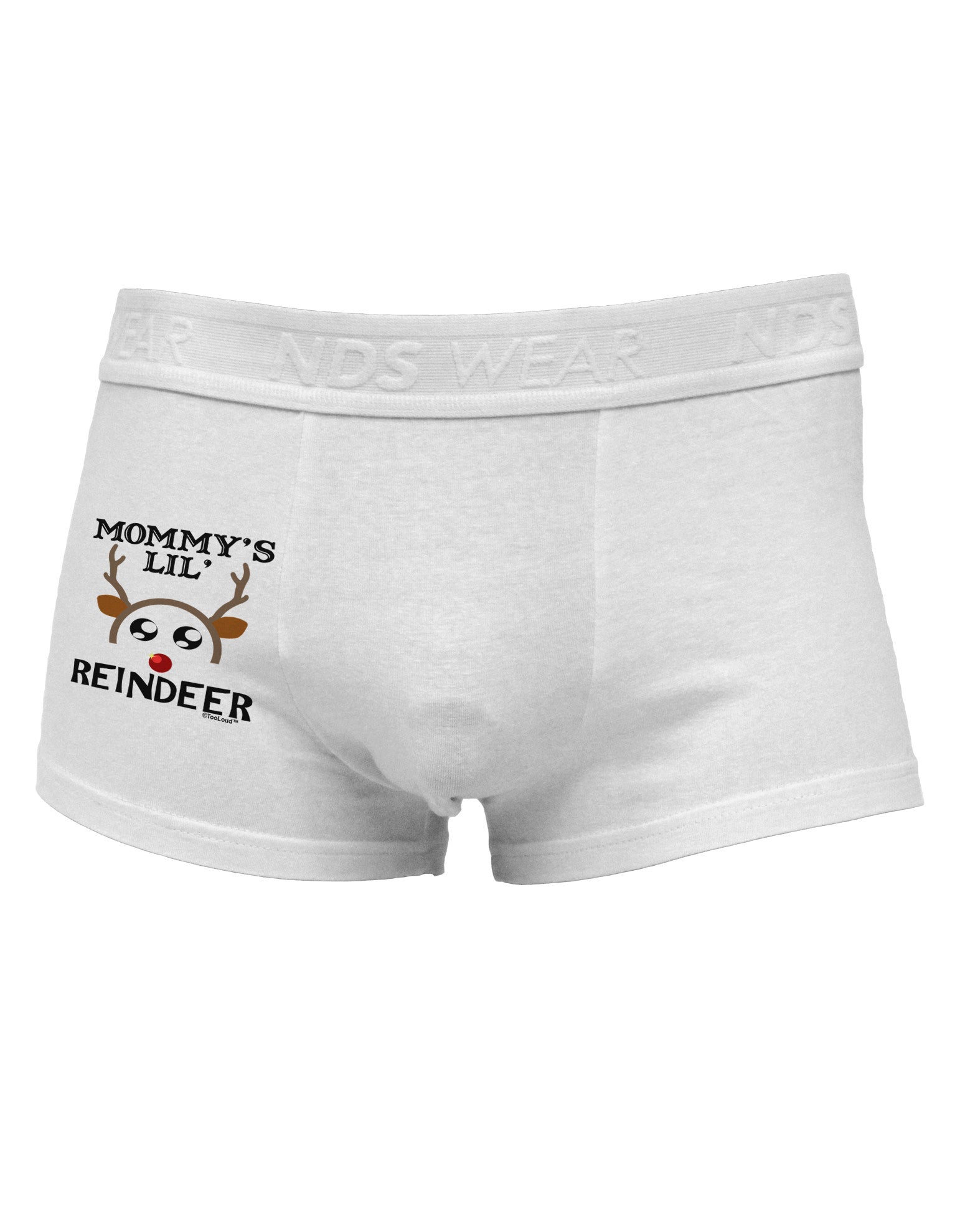 Mommy's Lil Reindeer Boy Side Printed Mens Trunk Underwear-Mens Trunk Underwear-NDS Wear-White-Small-Davson Sales