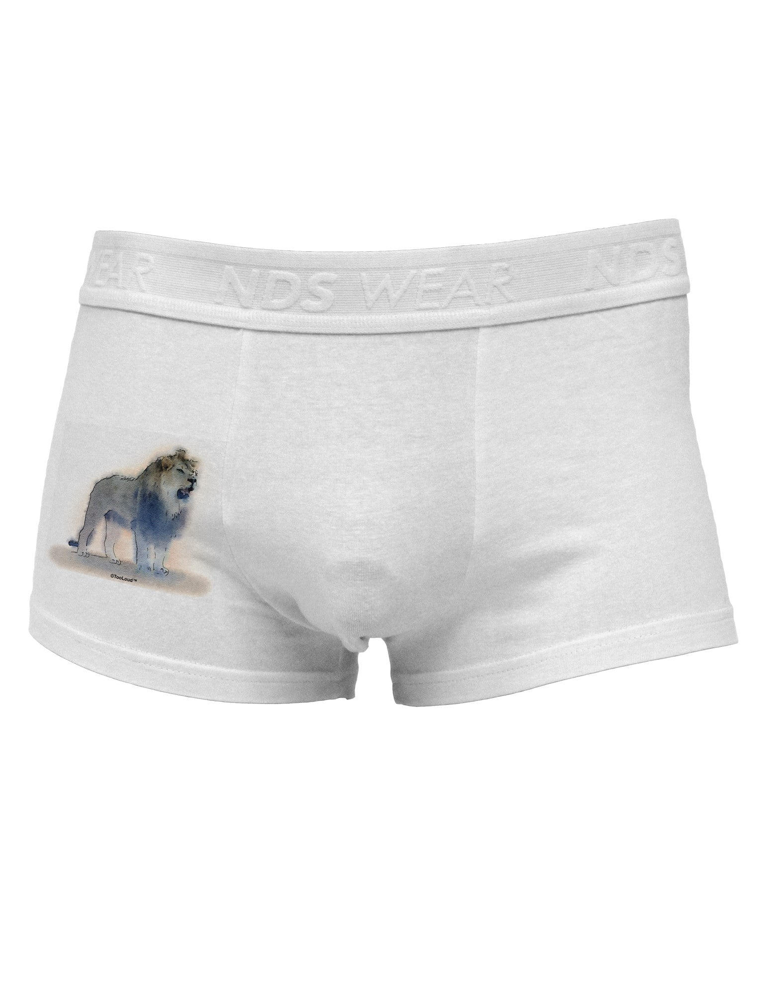 Lion Watercolor B Side Printed Mens Trunk Underwear-Mens Trunk Underwear-NDS Wear-White-Small-Davson Sales