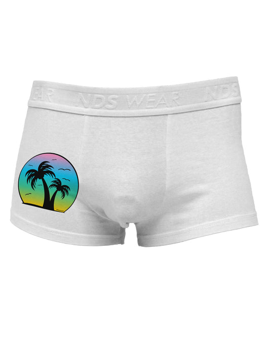 Palm Trees Silhouette - Beach Sunset Design Side Printed Mens Trunk Underwear-Mens Trunk Underwear-NDS Wear-White-Small-Davson Sales