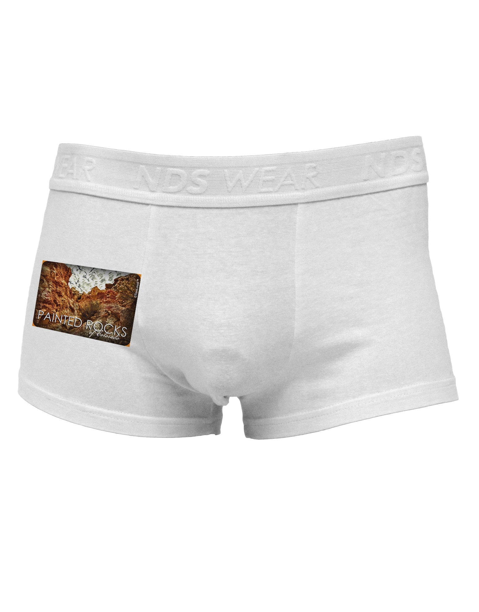 Colorado Painted Rocks Text Side Printed Mens Trunk Underwear-Mens Trunk Underwear-NDS Wear-White-Small-Davson Sales