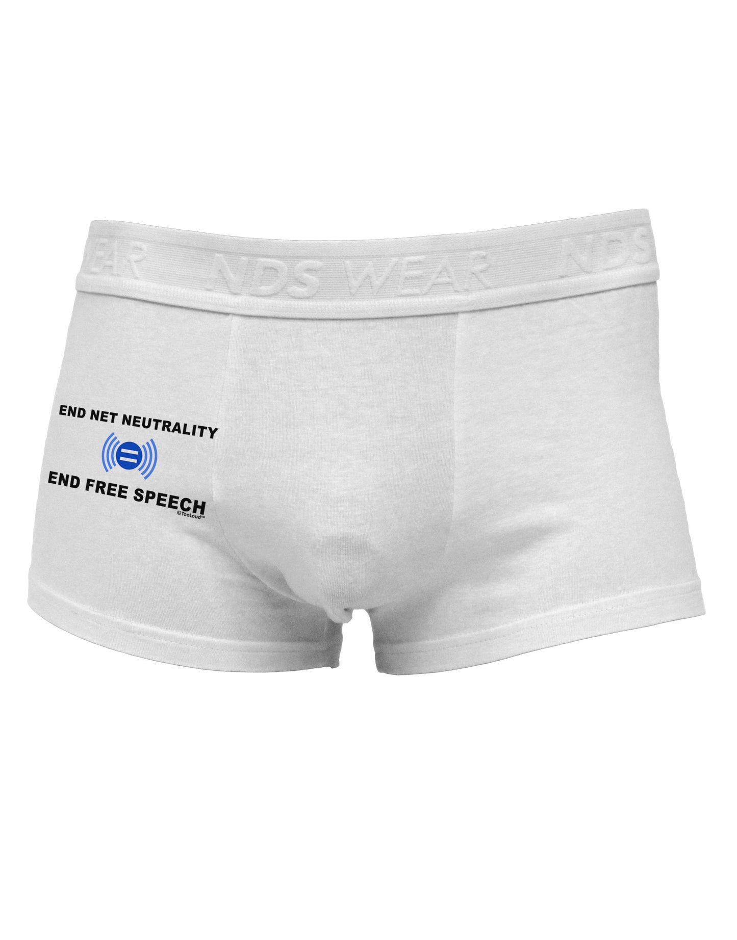 End Net Neutrality End Free Speech Side Printed Mens Trunk Underwear-Mens Trunk Underwear-NDS Wear-White-Small-Davson Sales