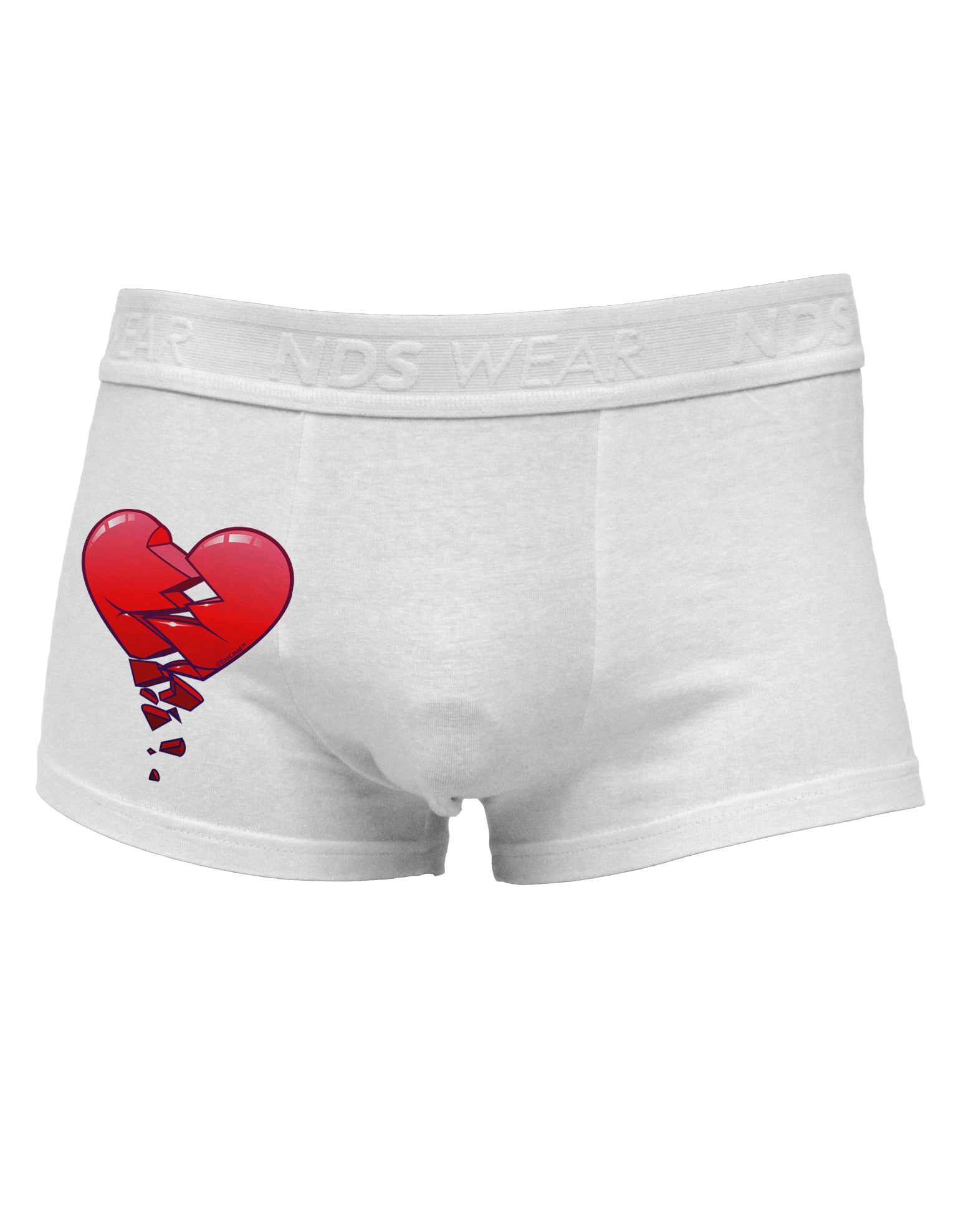 Crumbling Broken Heart Side Printed Mens Trunk Underwear by NDS Wear-Mens Trunk Underwear-NDS Wear-White-Small-Davson Sales