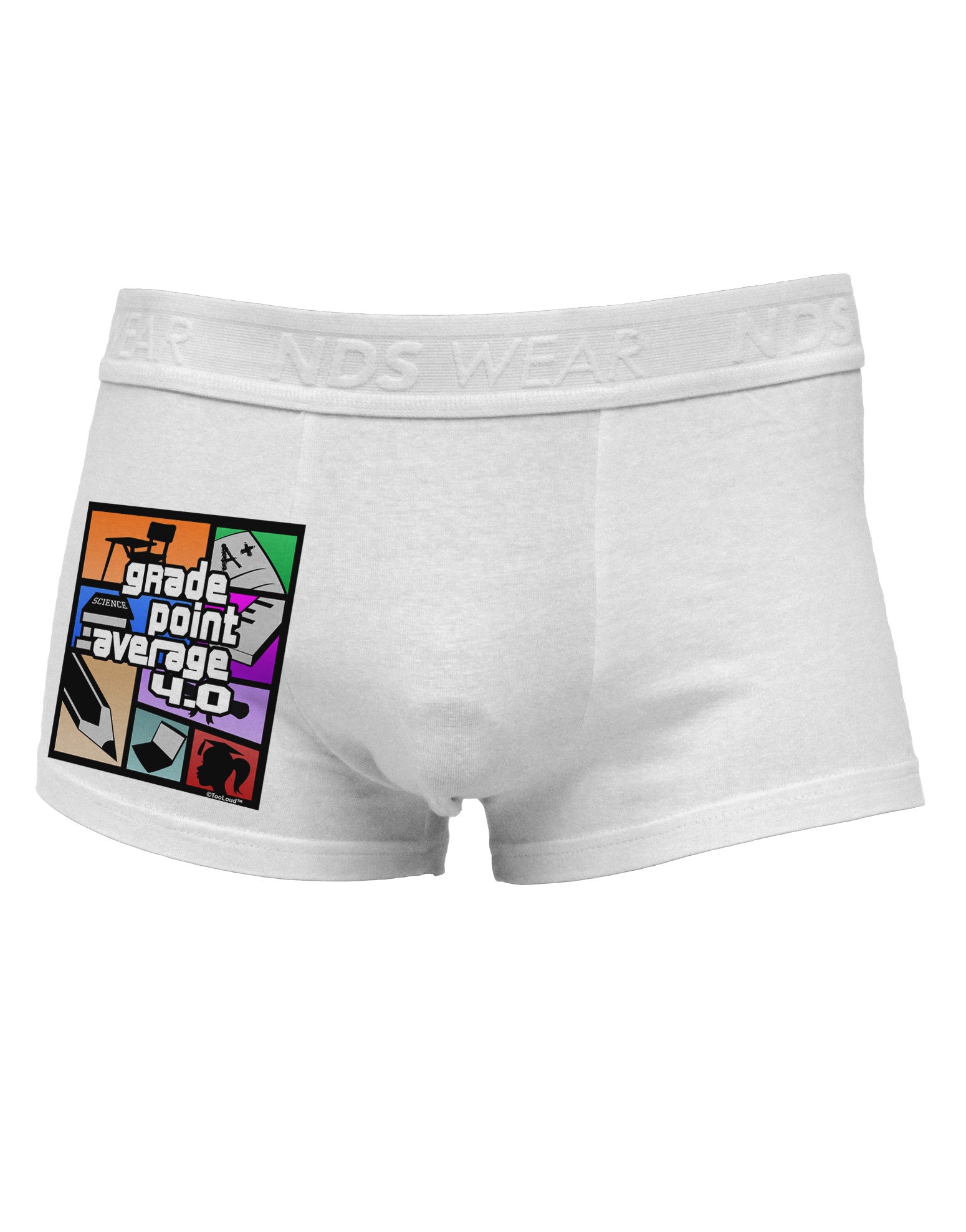 GPA 4 - Grade Point Average Side Printed Mens Trunk Underwear-Mens Trunk Underwear-NDS Wear-White-Small-Davson Sales