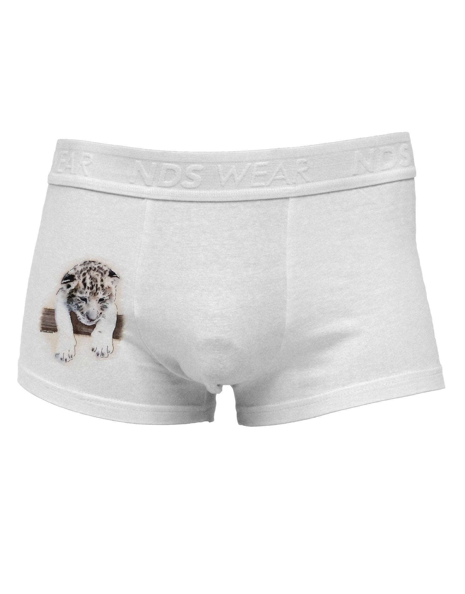 Leopard Cub Side Printed Mens Trunk Underwear-Mens Trunk Underwear-NDS Wear-White-Small-Davson Sales