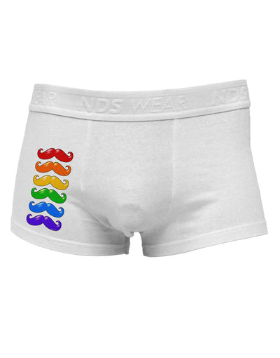 Colorful Rainbow Mustaches Side Printed Mens Trunk Underwear-Mens Trunk Underwear-NDS Wear-White-Small-Davson Sales