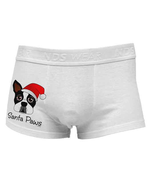 Santa Paws Christmas Dog Side Printed Mens Trunk Underwear-Mens Trunk Underwear-NDS Wear-White-Small-Davson Sales