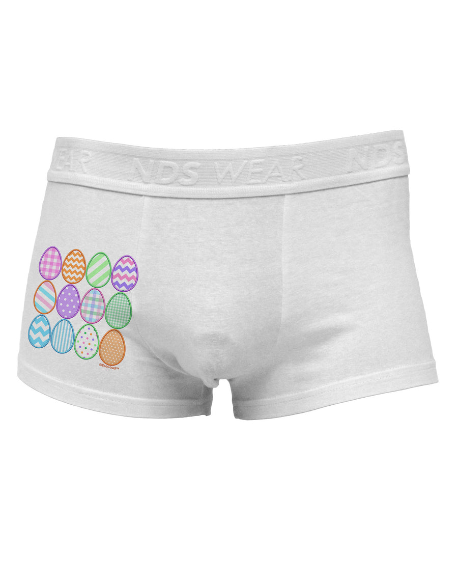 Cute Faux Applique Easter Eggs Side Printed Mens Trunk Underwear-Mens Trunk Underwear-NDS Wear-White-Small-Davson Sales