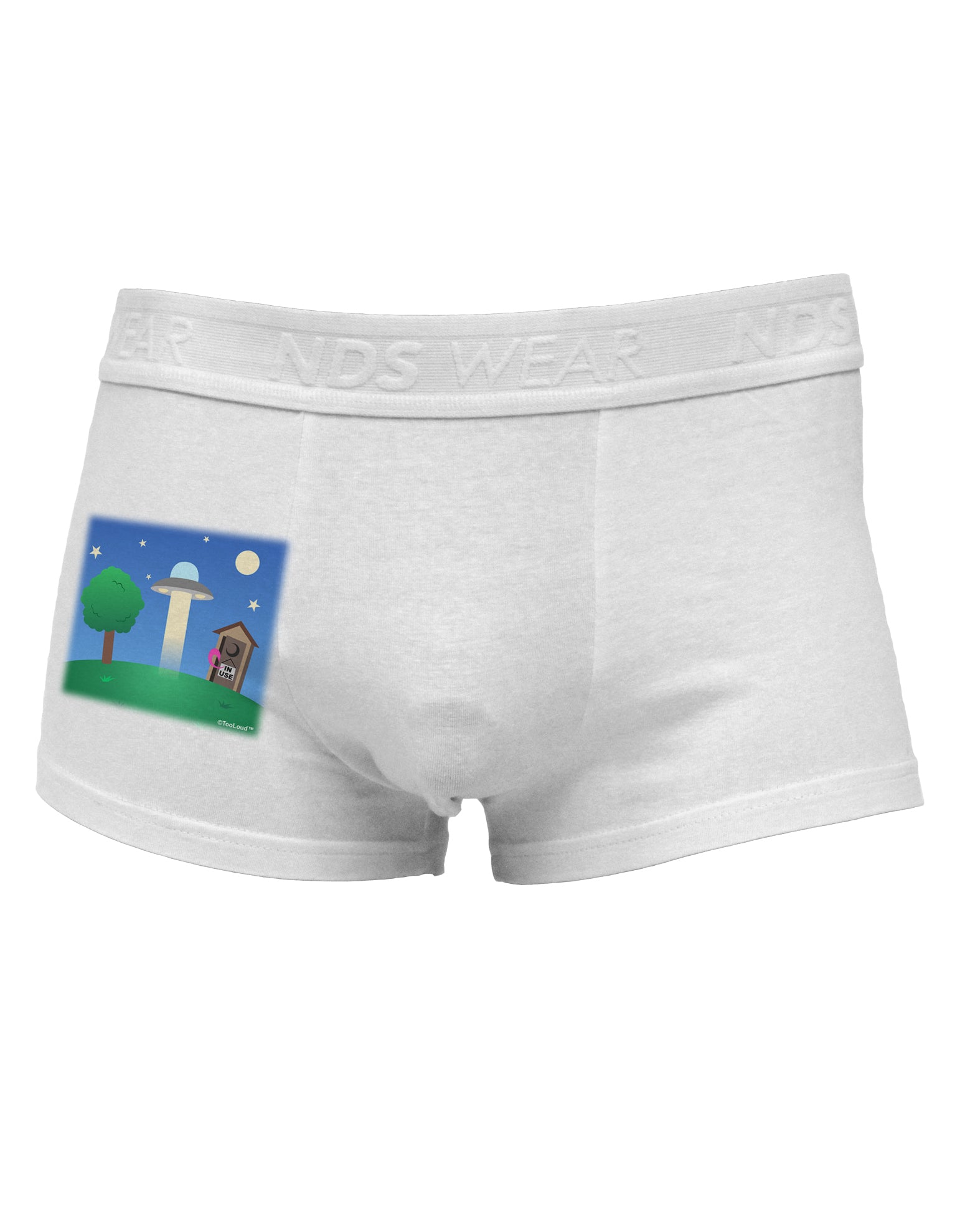 UFO Stopping At an Out-house Side Printed Mens Trunk Underwear by TooLoud-Mens Trunk Underwear-NDS Wear-White-Small-Davson Sales