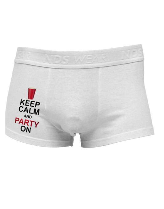 Keep Calm - Party Beer Side Printed Mens Trunk Underwear-Mens Trunk Underwear-NDS Wear-White-Small-Davson Sales