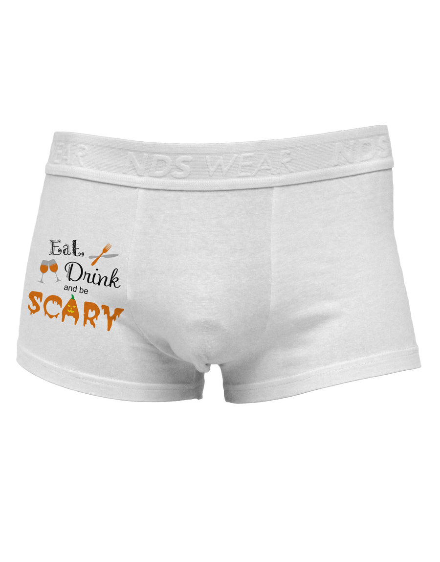 Eat Drink Scary Black Side Printed Mens Trunk Underwear-Mens Trunk Underwear-NDS Wear-White-Small-Davson Sales