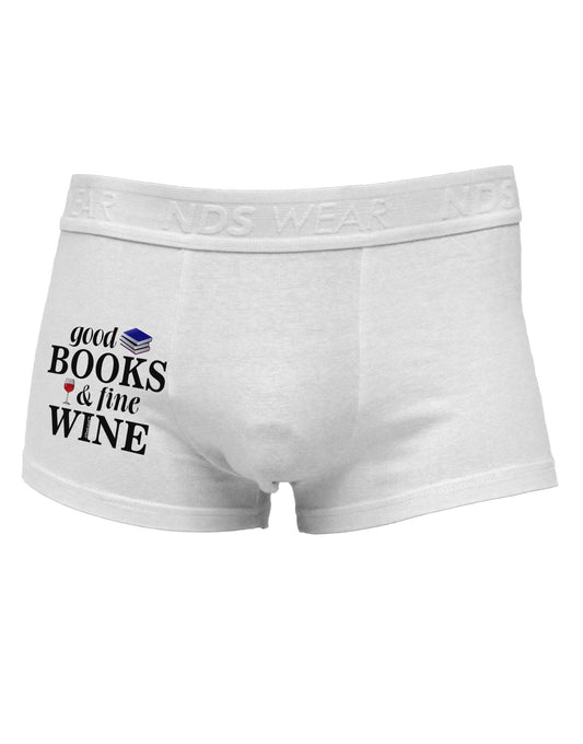 Good Books and Fine Wine Side Printed Mens Trunk Underwear-Mens Trunk Underwear-NDS Wear-White-Small-Davson Sales