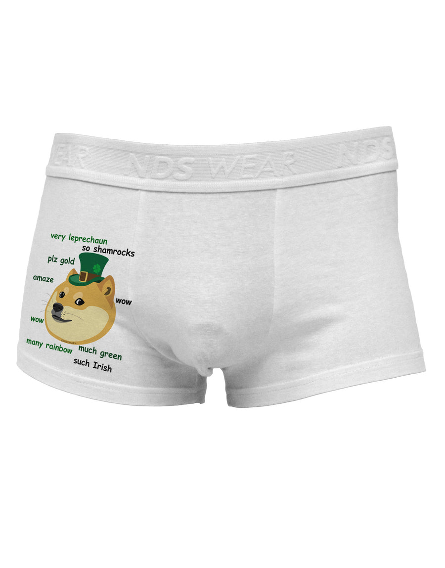 St Patricks Day Leprechaun Doge Side Printed Mens Trunk Underwear-Mens Trunk Underwear-NDS Wear-White-Small-Davson Sales