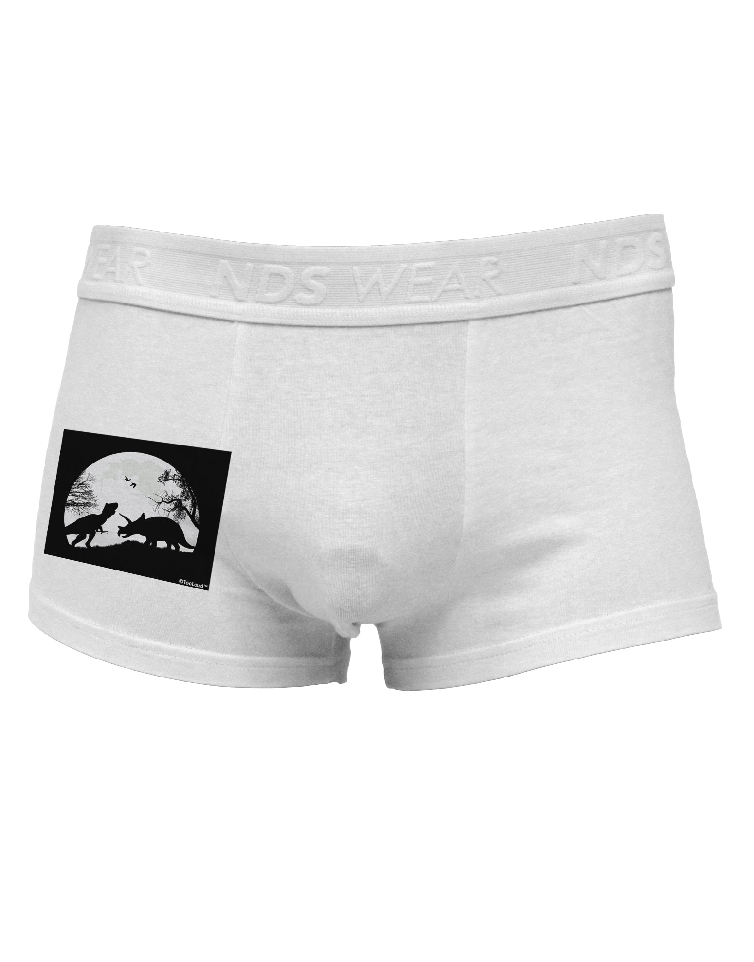 T-Rex and Triceratops Silhouettes Design Side Printed Mens Trunk Underwear by TooLoud-Mens Trunk Underwear-NDS Wear-White-Small-Davson Sales