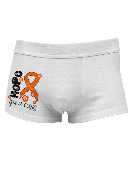 Hope for a Cure - Orange Ribbon Leukemia - Flowers Side Printed Mens Trunk Underwear-Mens Trunk Underwear-NDS Wear-White-Small-Davson Sales
