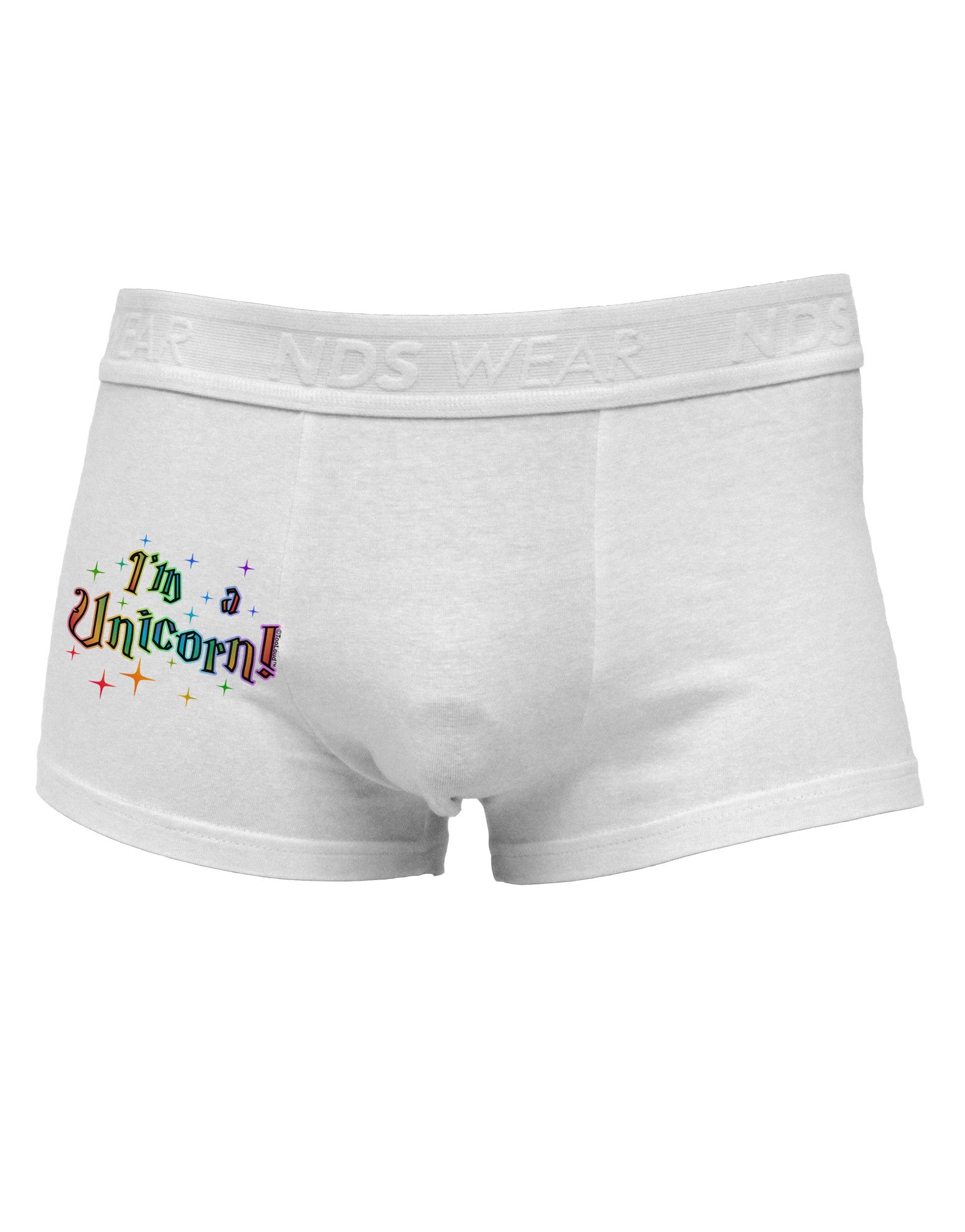 I'm a Unicorn Text Side Printed Mens Trunk Underwear-Mens Trunk Underwear-NDS Wear-White-Small-Davson Sales