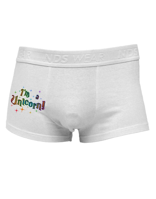 I'm a Unicorn Text Side Printed Mens Trunk Underwear-Mens Trunk Underwear-NDS Wear-White-Small-Davson Sales