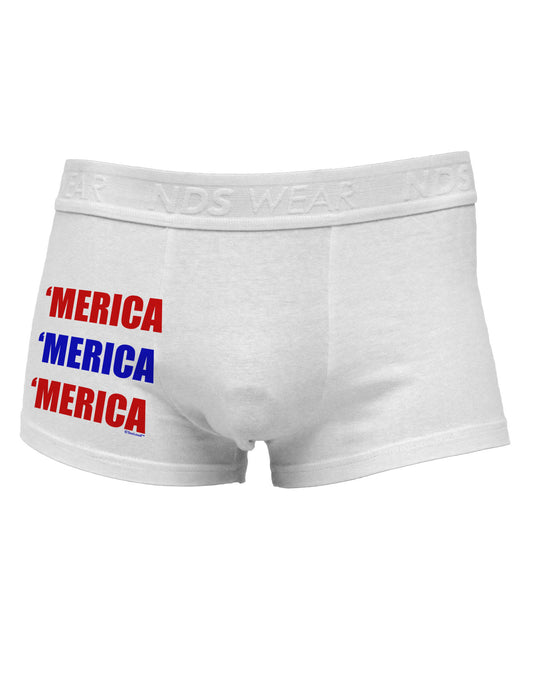 Merica Merica Merica - Red and Blue Side Printed Mens Trunk Underwear-Mens Trunk Underwear-NDS Wear-White-Small-Davson Sales