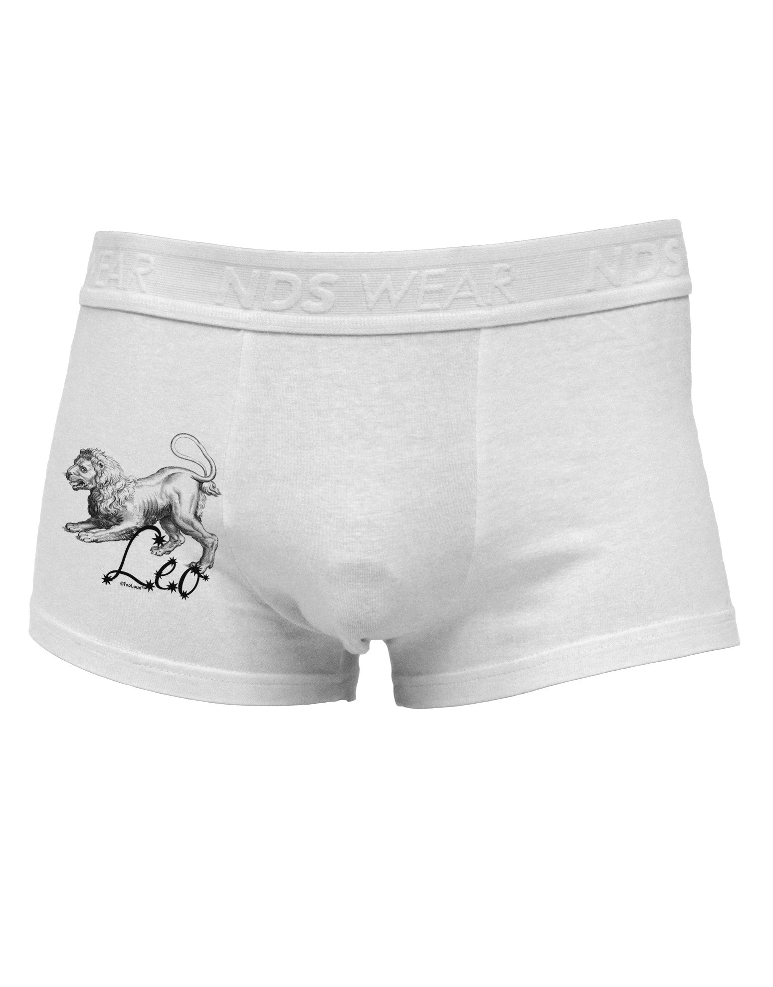 Leo Illustration Side Printed Mens Trunk Underwear-Mens Trunk Underwear-NDS Wear-White-Small-Davson Sales