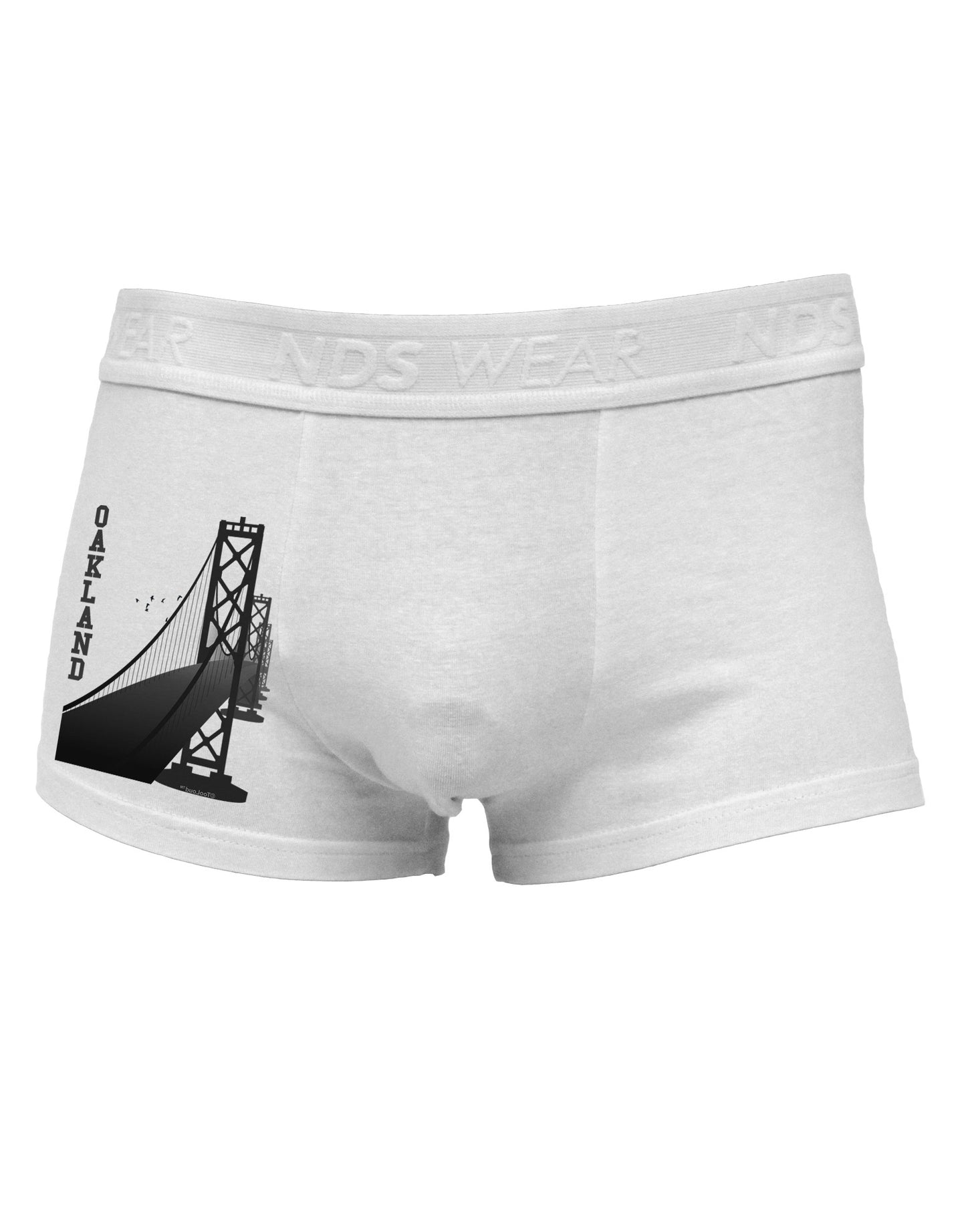 Oakland Text Bay Bridge Side Printed Mens Trunk Underwear-Mens Trunk Underwear-NDS Wear-White-Small-Davson Sales