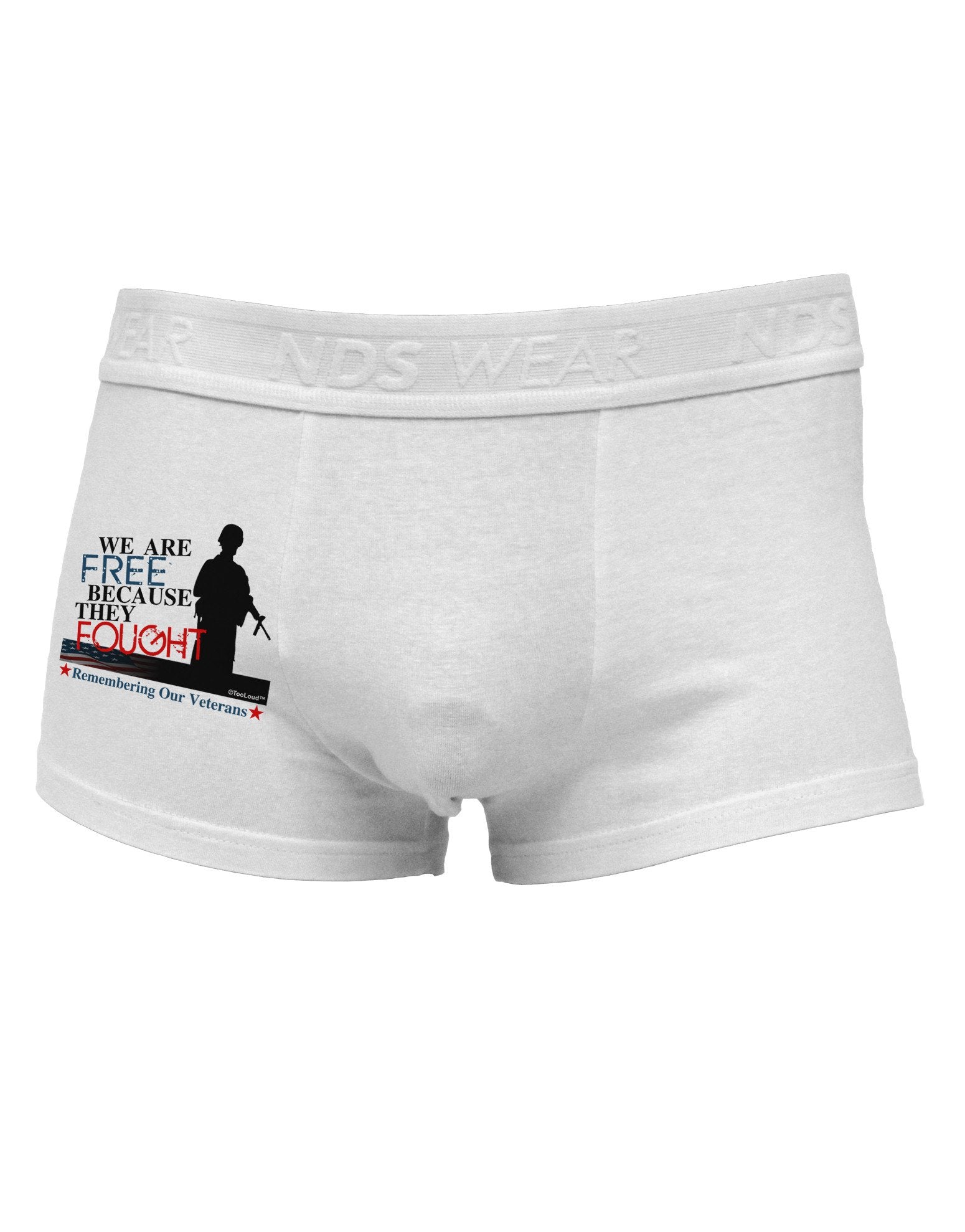 Because They Fought - Veterans Side Printed Mens Trunk Underwear-Mens Trunk Underwear-NDS Wear-White-X-Large-Davson Sales
