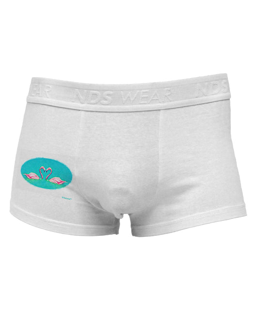 Love Birds - Flamingos Watercolor Side Printed Mens Trunk Underwear-Mens Trunk Underwear-NDS Wear-White-Small-Davson Sales