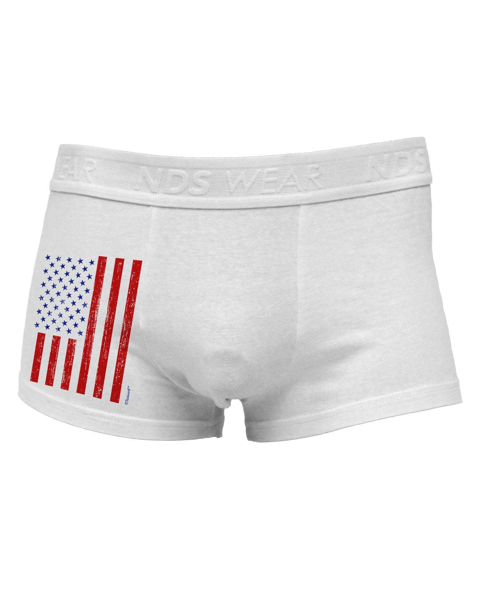 Red and Blue Stamp Style American Flag - Distressed Side Printed Mens Trunk Underwear by TooLoud-Mens Trunk Underwear-NDS Wear-White-Small-Davson Sales
