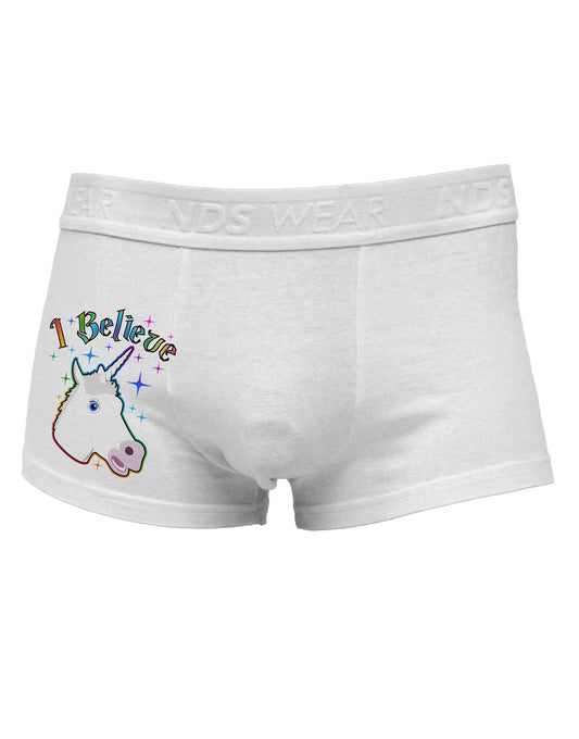 I Believe in Unicorns Side Printed Mens Trunk Underwear-Mens Trunk Underwear-NDS Wear-White-Small-Davson Sales