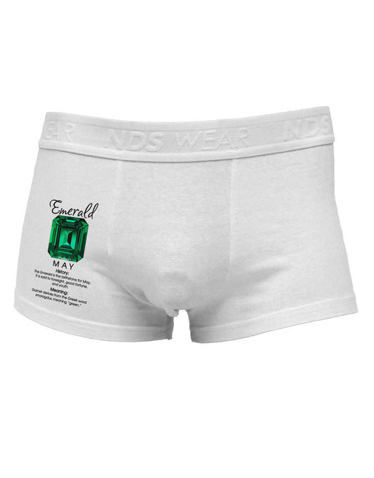 Birthstone Emerald Side Printed Mens Trunk Underwear-Mens Trunk Underwear-NDS Wear-White-Small-Davson Sales
