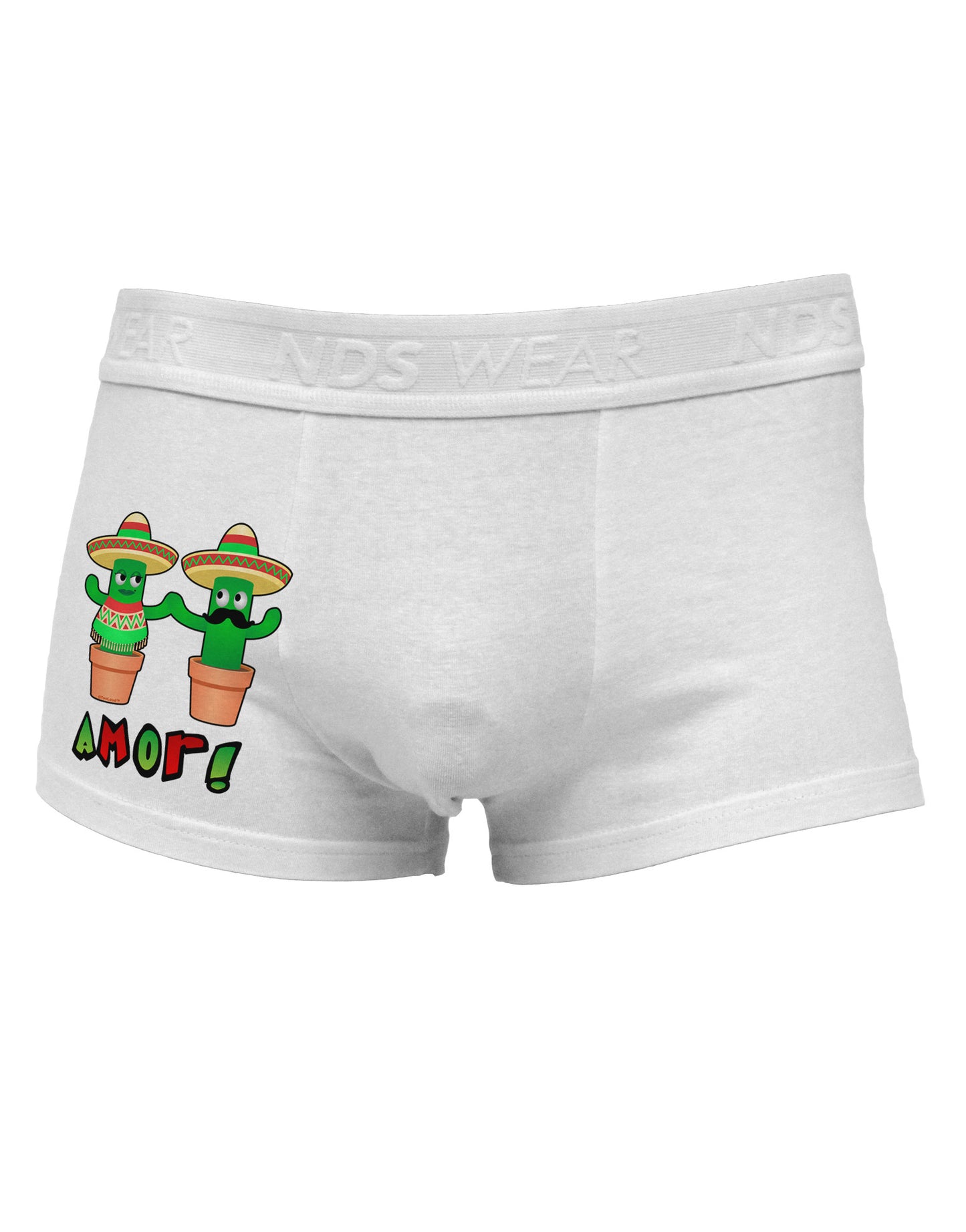 Fiesta Cactus Couple Amor Side Printed Mens Trunk Underwear-Mens Trunk Underwear-NDS Wear-White-Small-Davson Sales