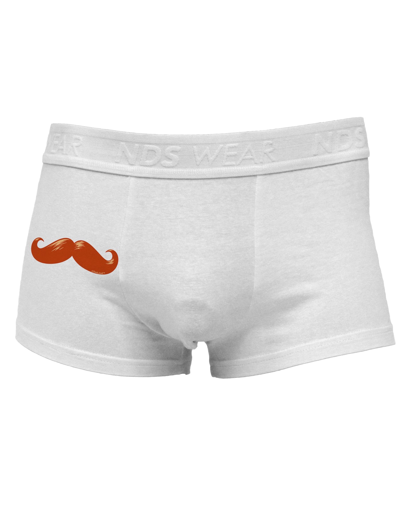 Big Redhead Mustache Side Printed Mens Trunk Underwear-Mens Trunk Underwear-NDS Wear-White-Small-Davson Sales