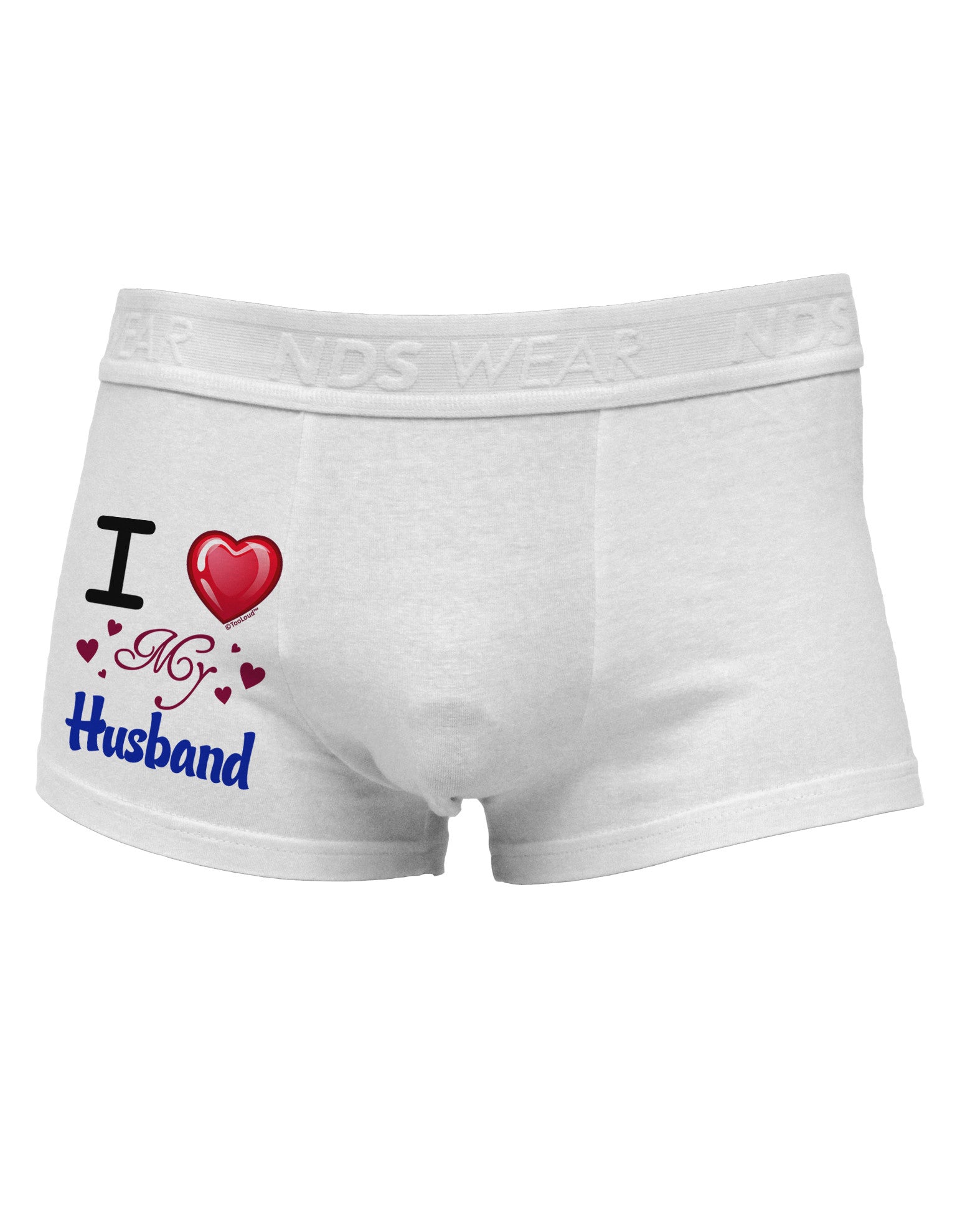 I Love Heart My Husband Side Printed Mens Trunk Underwear-Mens Trunk Underwear-NDS Wear-White-Small-Davson Sales