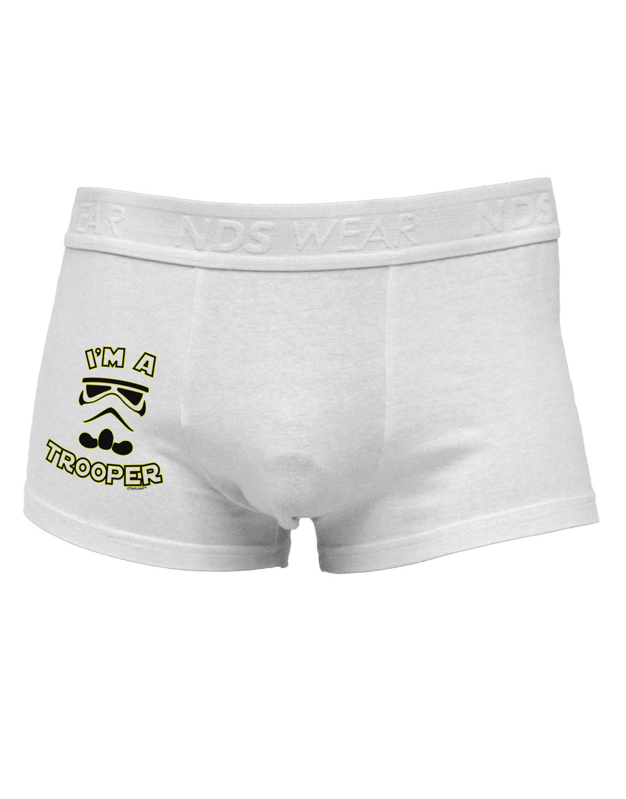 I'm A Trooper Side Printed Mens Trunk Underwear-Mens Trunk Underwear-NDS Wear-White-Small-Davson Sales