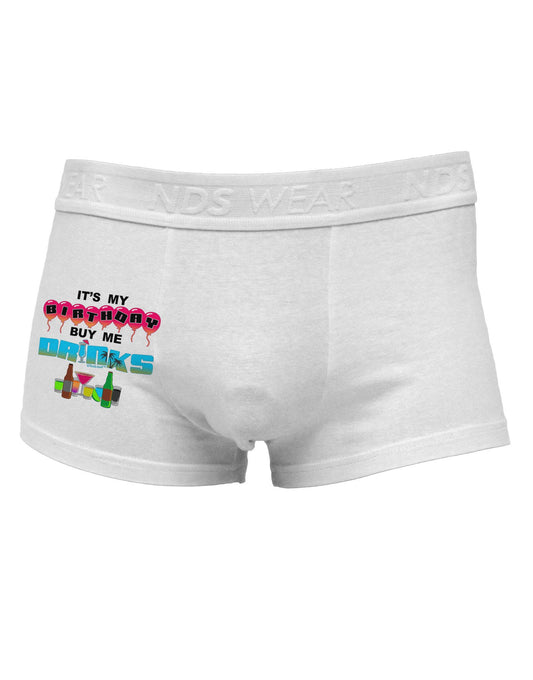 Birthday - Buy Me Drinks Side Printed Mens Trunk Underwear-Mens Trunk Underwear-NDS Wear-White-X-Large-Davson Sales
