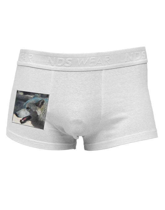 White Wolf Face Side Printed Mens Trunk Underwear-Mens Trunk Underwear-NDS Wear-White-Small-Davson Sales