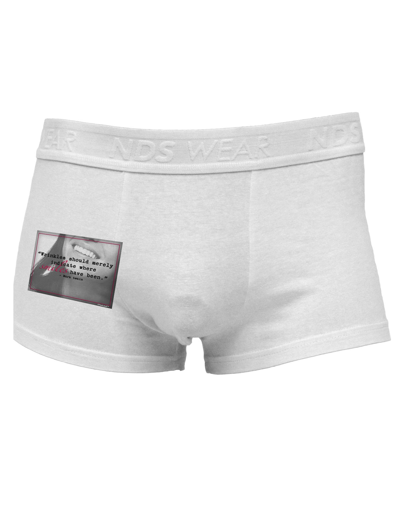 TooLoud Where Smiles Mark Twain Side Printed Mens Trunk Underwear-Mens Trunk Underwear-NDS Wear-White-Small-Davson Sales