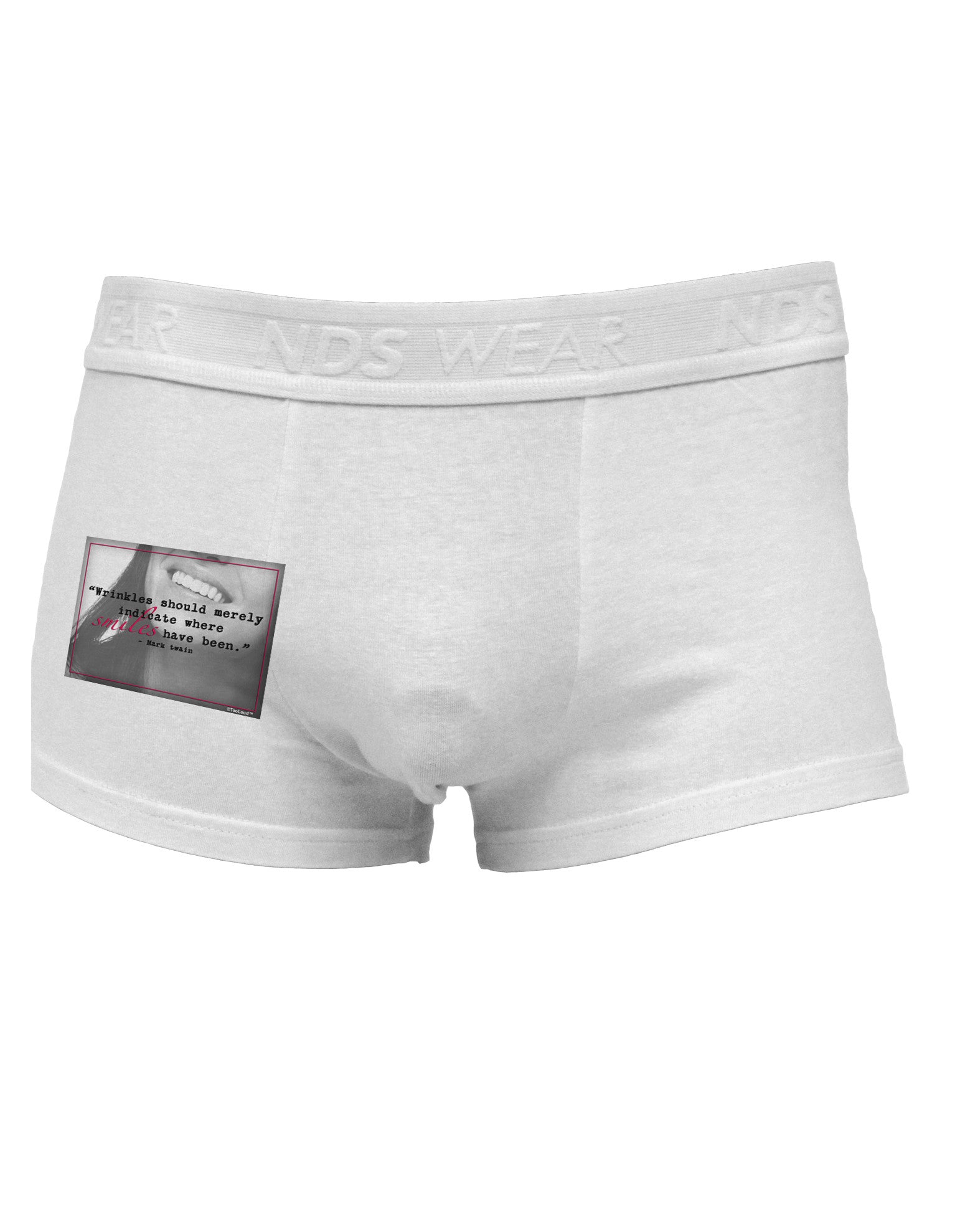 TooLoud Where Smiles Mark Twain Side Printed Mens Trunk Underwear-Mens Trunk Underwear-NDS Wear-White-Small-Davson Sales