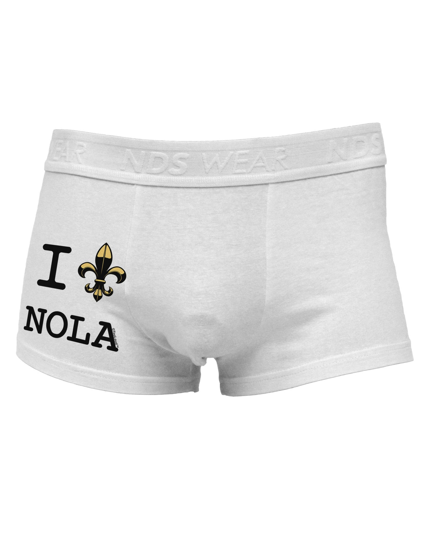 I Love NOLA Fleur de Lis Side Printed Mens Trunk Underwear-Mens Trunk Underwear-NDS Wear-White-Small-Davson Sales