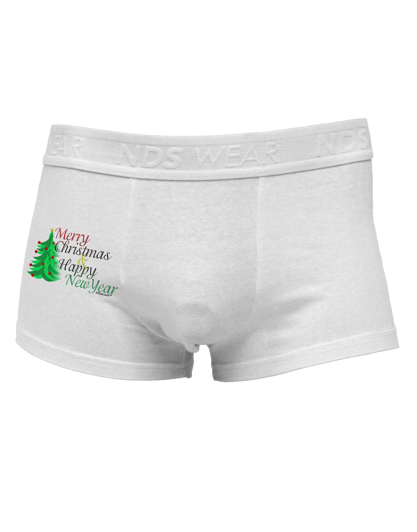Merry Christmas & Happy New Year Side Printed Mens Trunk Underwear-Mens Trunk Underwear-NDS Wear-White-Small-Davson Sales