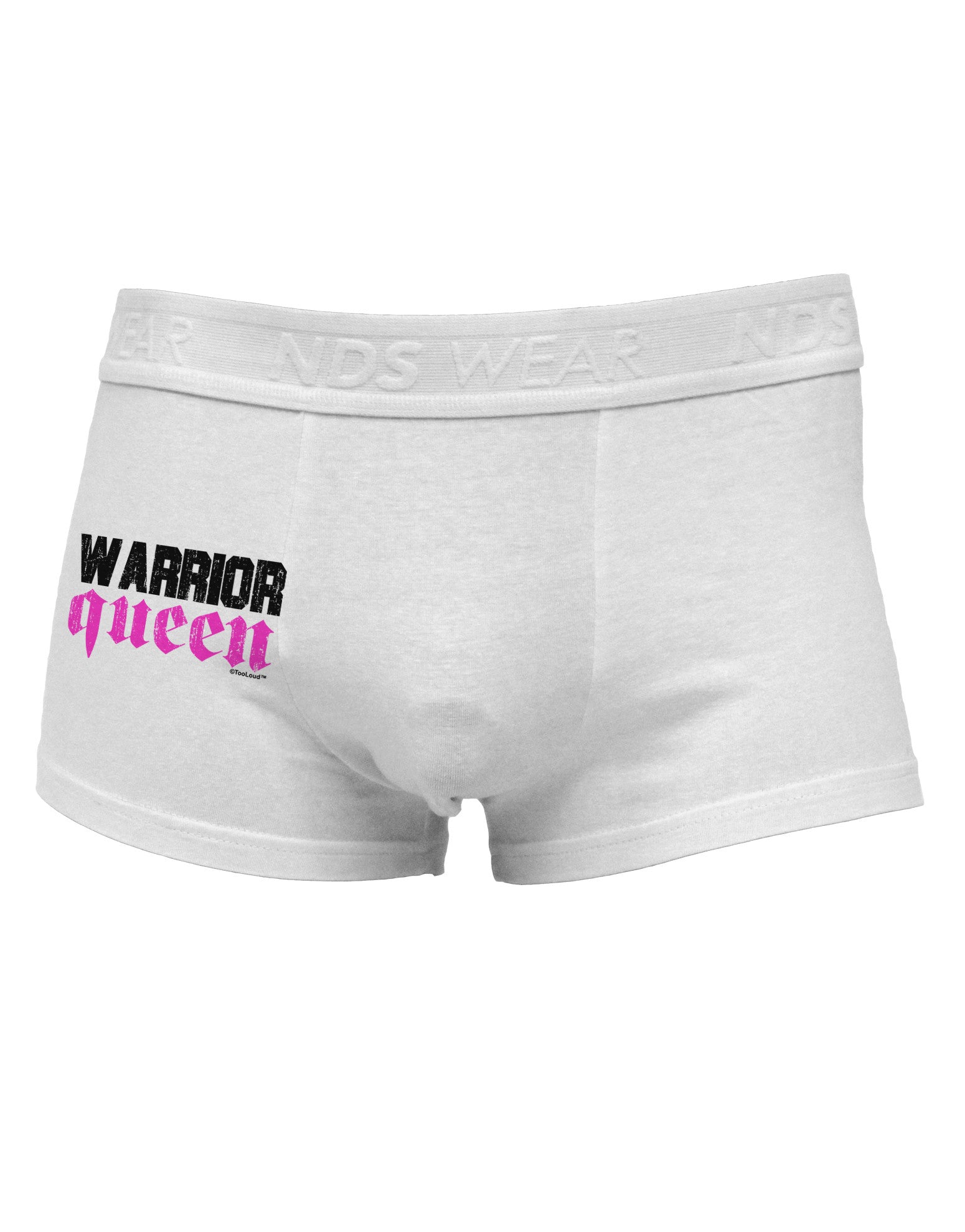TooLoud Warrior Queen Pink Script Side Printed Mens Trunk Underwear-Mens Trunk Underwear-NDS Wear-White-Small-Davson Sales