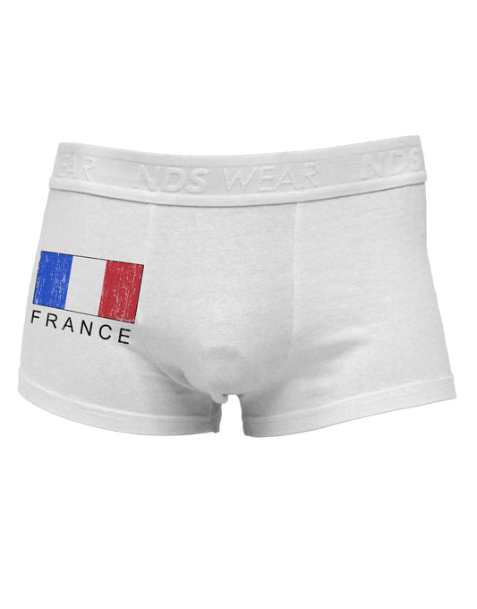 French Flag - France Text Distressed Side Printed Mens Trunk Underwear by TooLoud-Mens Trunk Underwear-NDS Wear-White-Small-Davson Sales