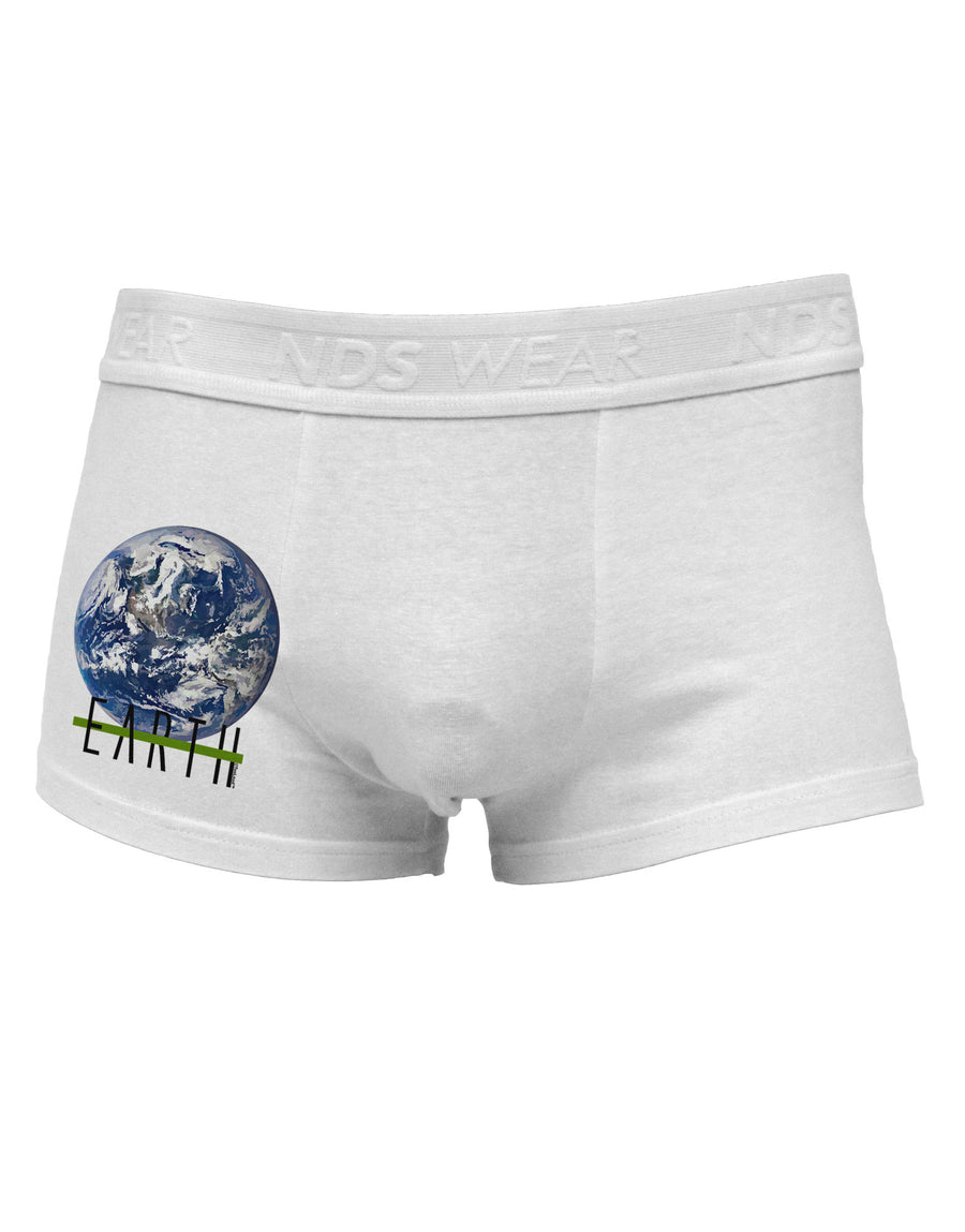 Planet Earth Text Side Printed Mens Trunk Underwear-Mens Trunk Underwear-NDS Wear-White-Small-Davson Sales