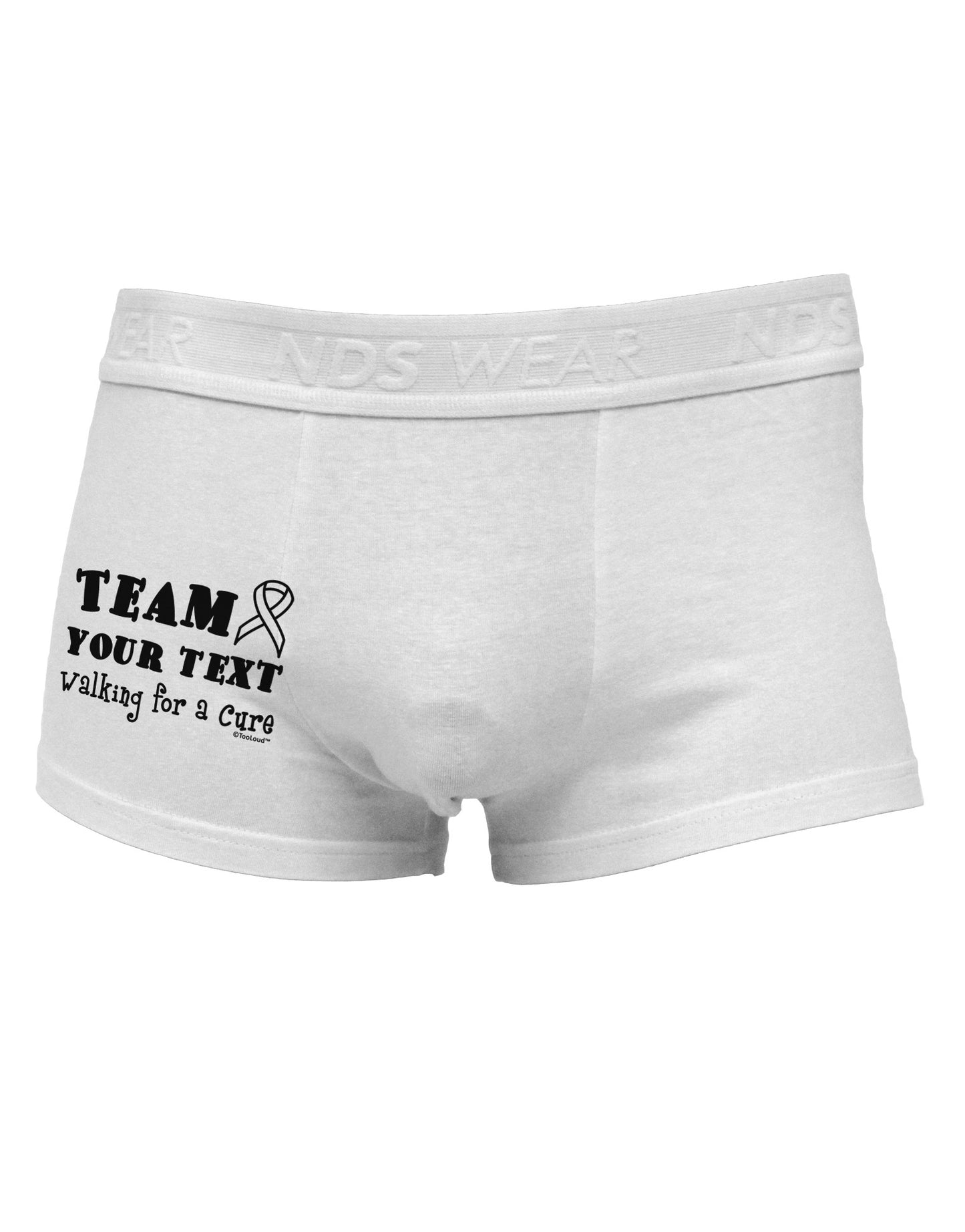 Personalized Team -Name- Walking for a Cure Side Printed Mens Trunk Underwear-Mens Trunk Underwear-NDS Wear-White-Small-Davson Sales